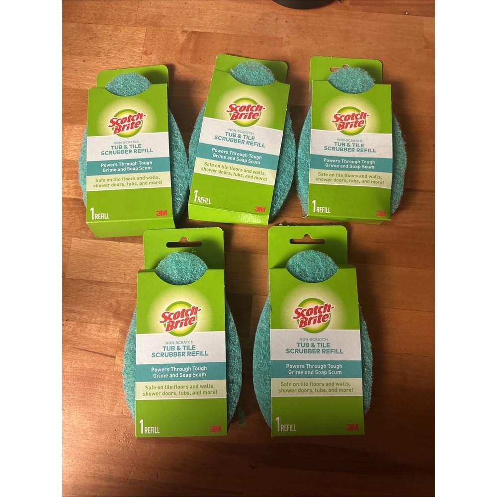 (5 Pack) 3M Scotch-Brite Non-Scratch Tub & Tile Scrubber‎ Refill Pads